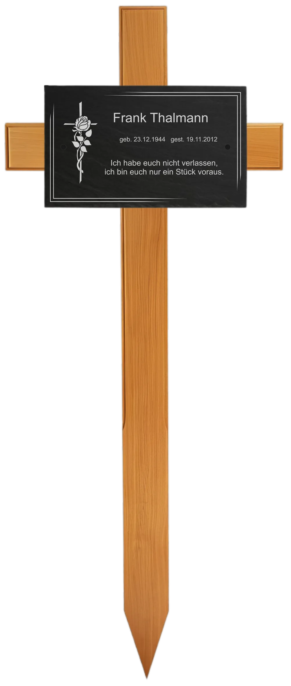 Holzkreuz mit Schiefertafel – Gestaltungsbeispiel
